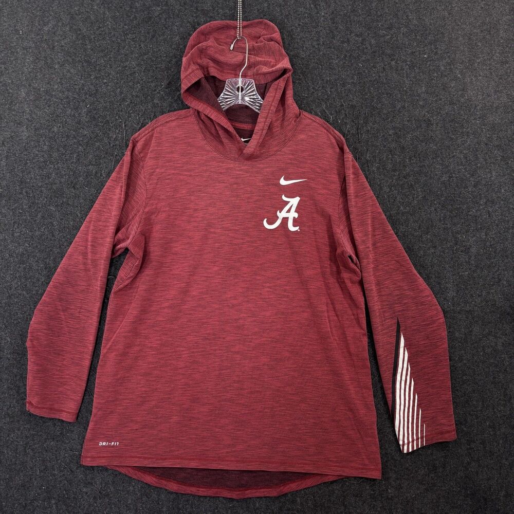 Alabama Crimson Tide Hoodie Shirt Men's Large Red Nike Dri-FIT Football Tee
